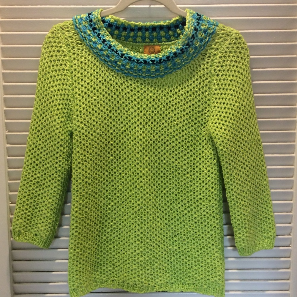 RUBY RD GREEN/BLUE/BLACK PETITE TOP/SWEATER - Picture 1 of 8